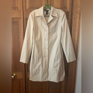 Frenchi Women’s Sz XL Cream/Tan Y2K Inspired Classic Cotton Blend Trench Coat